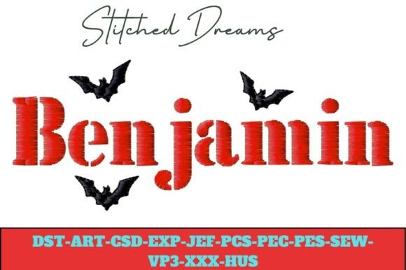 Benjamin Embroidery Design for Boutique Halloween Apparel