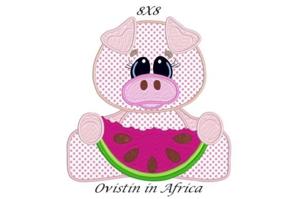 Piglet with Watermelon Slice Applique Embroidery Design Review